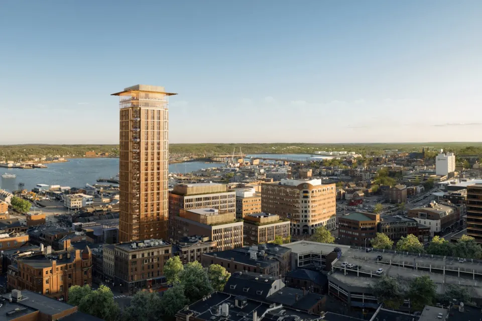 Rendering of proposed 38-story tower in downtown Portland, Maine.